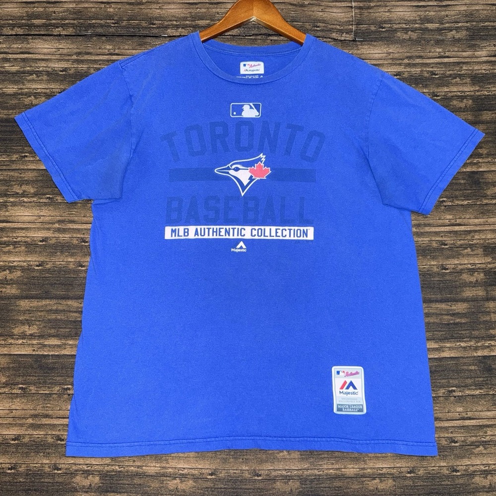 MAJESTIC MLB TORONTO BLUE JAYS MENS LARGE T SHIRT ROYAL BLUE